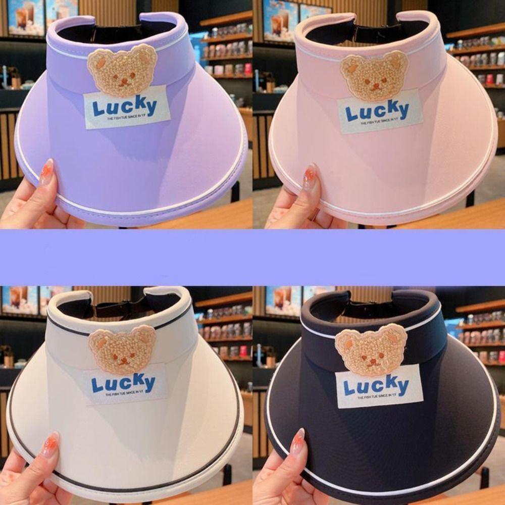 Korean Style Cartoon Sunshade Hat Anti-UV Sun Hat Children's Visor Hat Soft Bear Empty Top Hat Kid