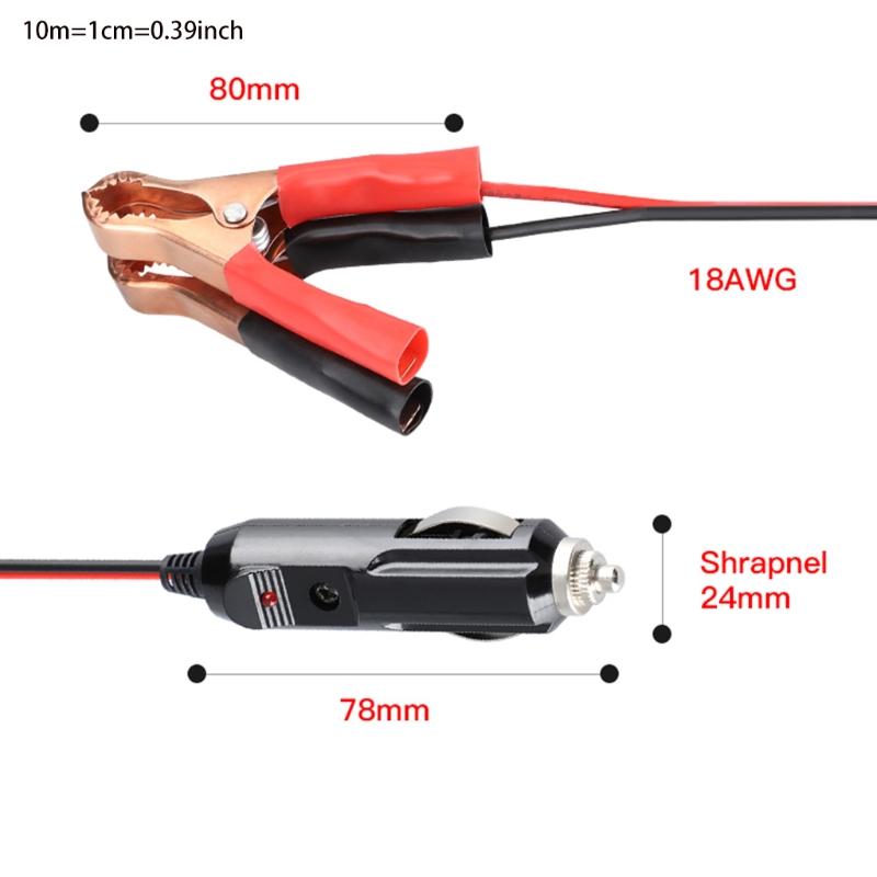 12V Automotive Electrical Clip-on Cable Car Battery to Car Power Adapter Plug Socket Cord with 15A Fuse