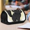 1pc Double Layer Flip Pencil Case - Big-Eyed Black Kitten, Large Capacity, Portable Polyester Pen Storage Bag with Zipper Closure, Ideal for School &