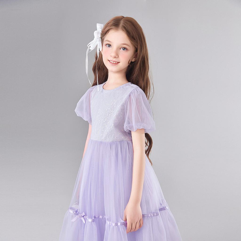 Sweet Mesh Bubble Sleeve Princess Skirt for Girls