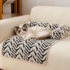 80x60cm Haustier-Sofabett Superweiche Plüschmatte mit Nackenkissen Maschinenwaschbare Einlage für kleine Hunde Katzen Innen Außen Reisegebrauch