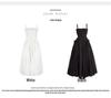 French Retro White Spaghetti Strap Backless Ruffled Slimming Maxi Dress