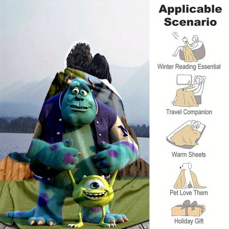 1pc, Monster Inc. Inspired Plush Blanket, Soft and Cozy for All Seasons, Blanket, Versatile & Cozy for Bedroom, Living Room, Travel, Camping, Car Blan