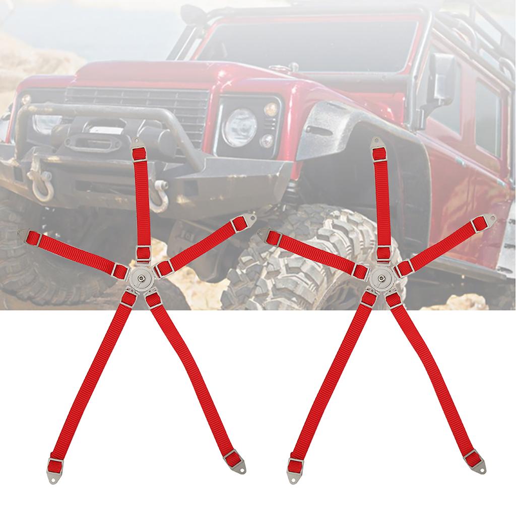 2PCS Simulated Driver Seat Belt Safety Simulation Strap for Axial 1 10 90018 RC Course TruckRed