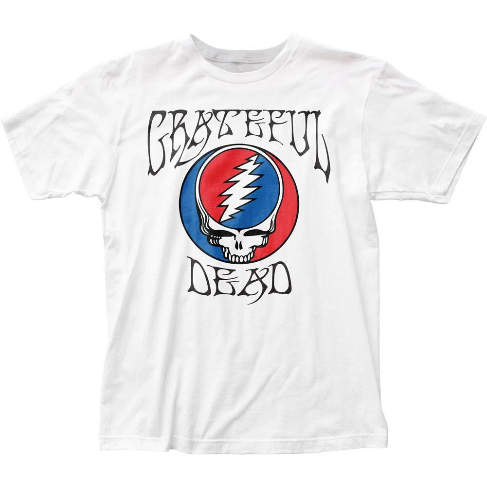 

100% cotton TOPS UNISEX TEES MENS WOMENS Greatful Dead Logo Steal Your Face Mens T Shirt Rock Classic Band Tee New White M белый