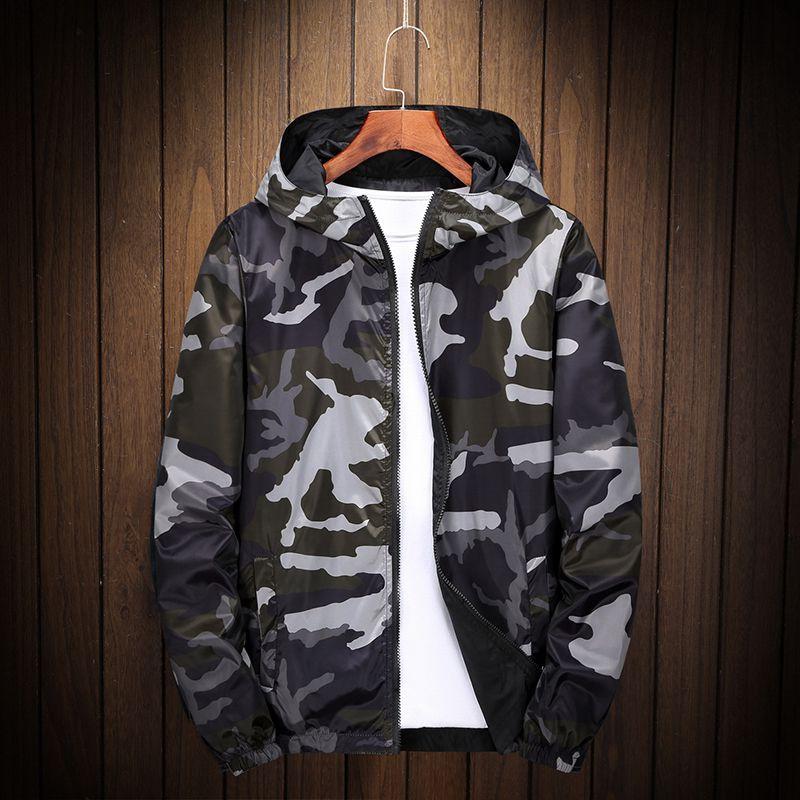 Premium Reversible Men Jacket Coats Male Casual Hooded Camouflage Windbreaker Outwear