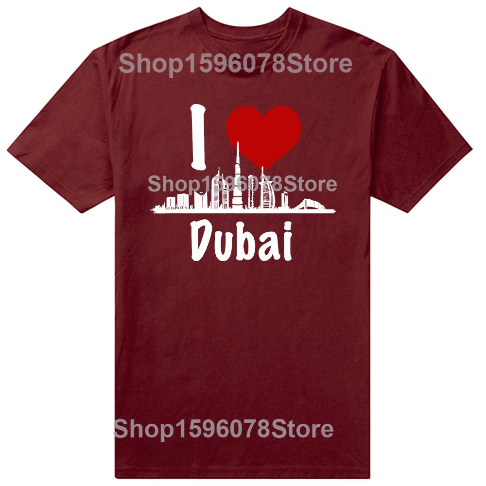 I Love Dubai Skyscrapers Heart Graphic 100 Cotton Tshirts Men Womens Fashion Casual Tshirt Loose Oversized Streetwear T Shirt