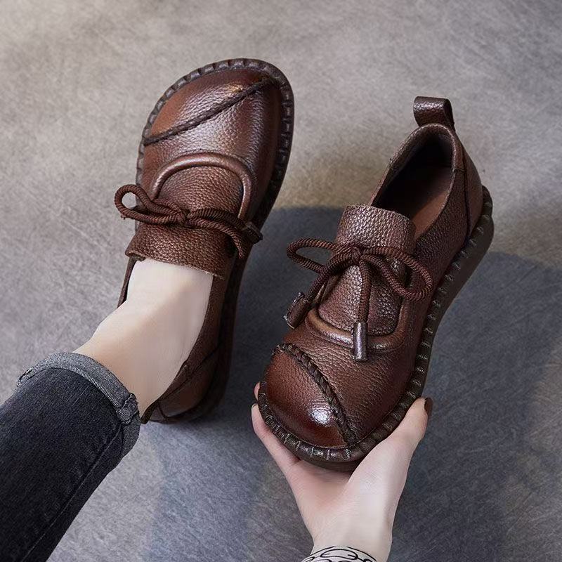 Soft-Skinned Soft-Soled woman Middle-Aged And Elderly Flat-Heeled Comfortable Shoes In New Small Ultrathin PU aterial Shoes