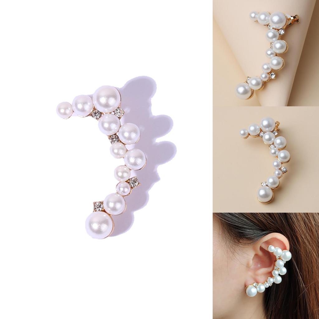 Stylish Simulation Pearl Earring With Sparkling Rhinestones For Fashionable Women