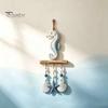 Decorazione da Appendere per Portico Costiero, Ornamento da Parete in Legno Illuminato, Cartello Nautico con Pesce, Conchiglia, Stella Marina e Ornamenti, Luci LED Calde, Casa al Mare per