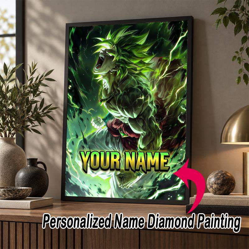 Personalized Broly Diamond Art Custom Name 5D Diamond Painting Full Drill DIY Craft