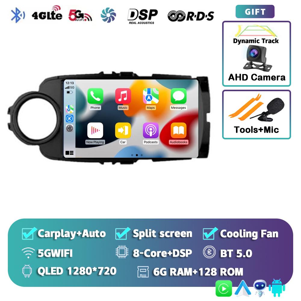 Android 14 Carplay Auto Car Radio For Toyota Yaris 2012 2013 2014 2015 2016 2017 GPS Multimedia Player Stereo WIFI+4G Video DSP