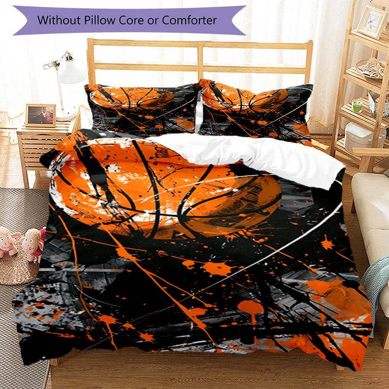 3pcs Basketball Bedding Set Duvet Cover Closure Includes 1 Duvet Cover & 2 Pillowcases, Soft and Comfortable for All Seasons.