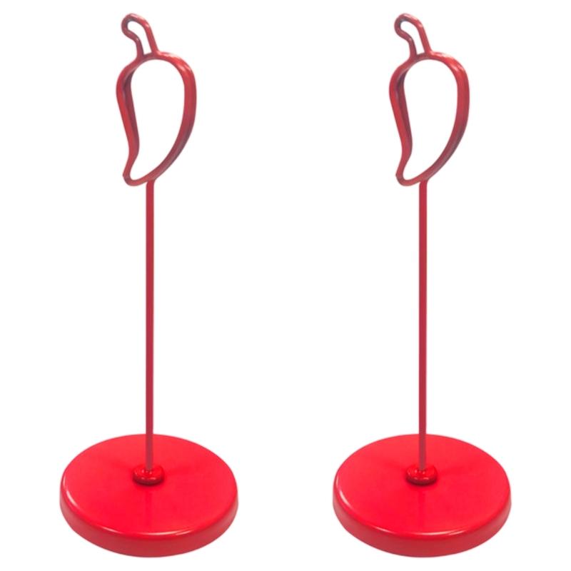 2Pcs Pepper Shape Metal Note Memo Holder Place Card Holder Photo Display Stand For Table Decoration Festival Celebration