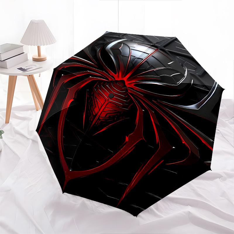 Spider-Man, Black Suit Themed Automatic Opening and Closing Umbrella, Brightly Colored 8-rib Portable Umbrella, Suitable for Men and Women,