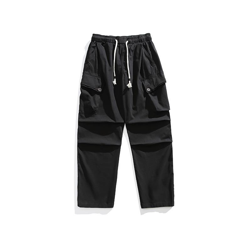 

Heavy Silhouette Trend Retro Casual Straight Tooling Trousers Men s Tooling Trousers Wide Version Multi-pocket M чёрный