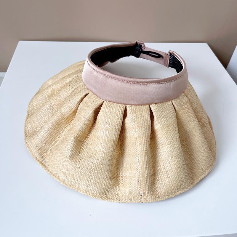 High-quality Lafite Shell Hat Women's Summer Sunscreen Empty Top Hat Imitation Sun UV Lined Straw Hat Outdoor Holiday Sun Visor