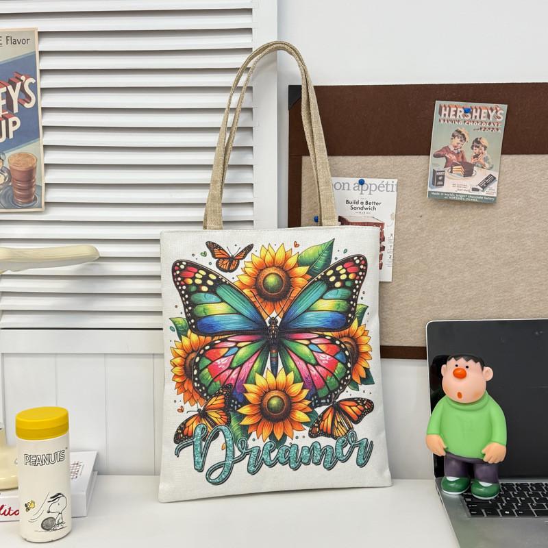 Cotton Canvas Bag With Embroidery And Zipper Closure For Casual Travel And Daily Use