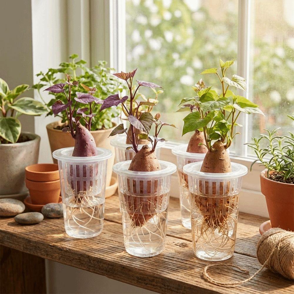 Coppette a Rete Idroponica in Plastica Trasparente Coppette per Propagazione Piante con Vista Radici Vasi Idroponici Trasparenti Fioriera Vaso per Piantine da Orto
