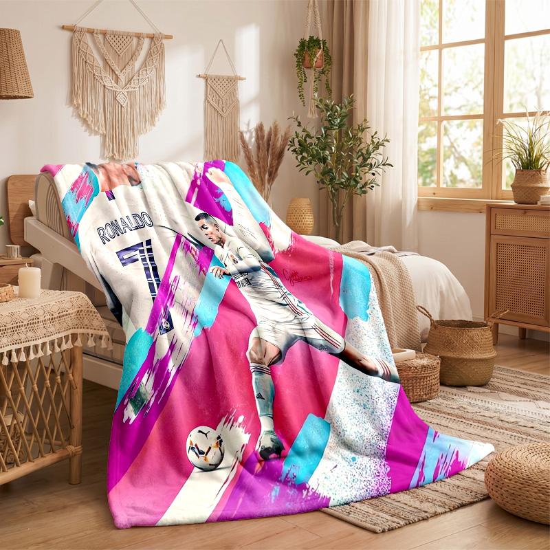 Coperta Morbida e Calda in Flanella con Stampa di Cristiano Ronaldo, Coperta da Divano/Letto per Casa, Ufficio, Camera da Letto
