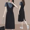 European Summer 2022 Slimming Casual Two-Piece Look Suspender Dress - Women's Fashion