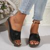 Women's Floral Platform Wedge Sandals, Chunky Heel Summer Slides