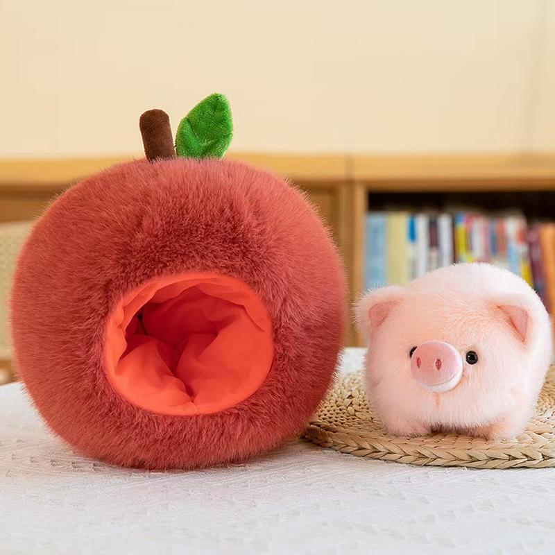 The  Able Apple Pig Plush Toy Doll Cute Pig Doll Detachable Throw Pillow Doll Gift Grabber Doll