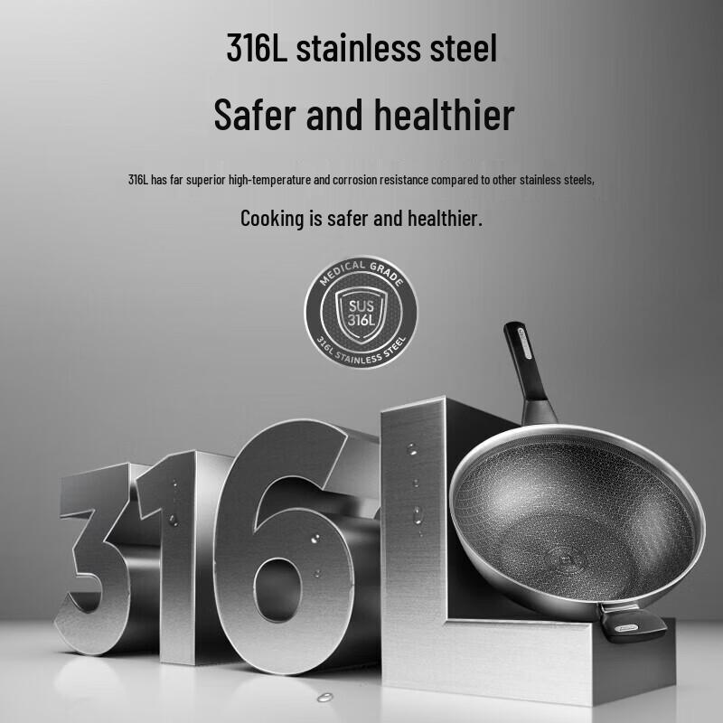 ASD 316L Stainless Steel Non-Stick Wok
