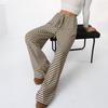 Women Spring Summer Casual Sport Drawstring High-Waisted Stripedd Straight-leg Pants