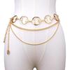 Crescent Moon & Sunflower Metal Waist Chain for Women - Adjustable Waistband Body Decoration