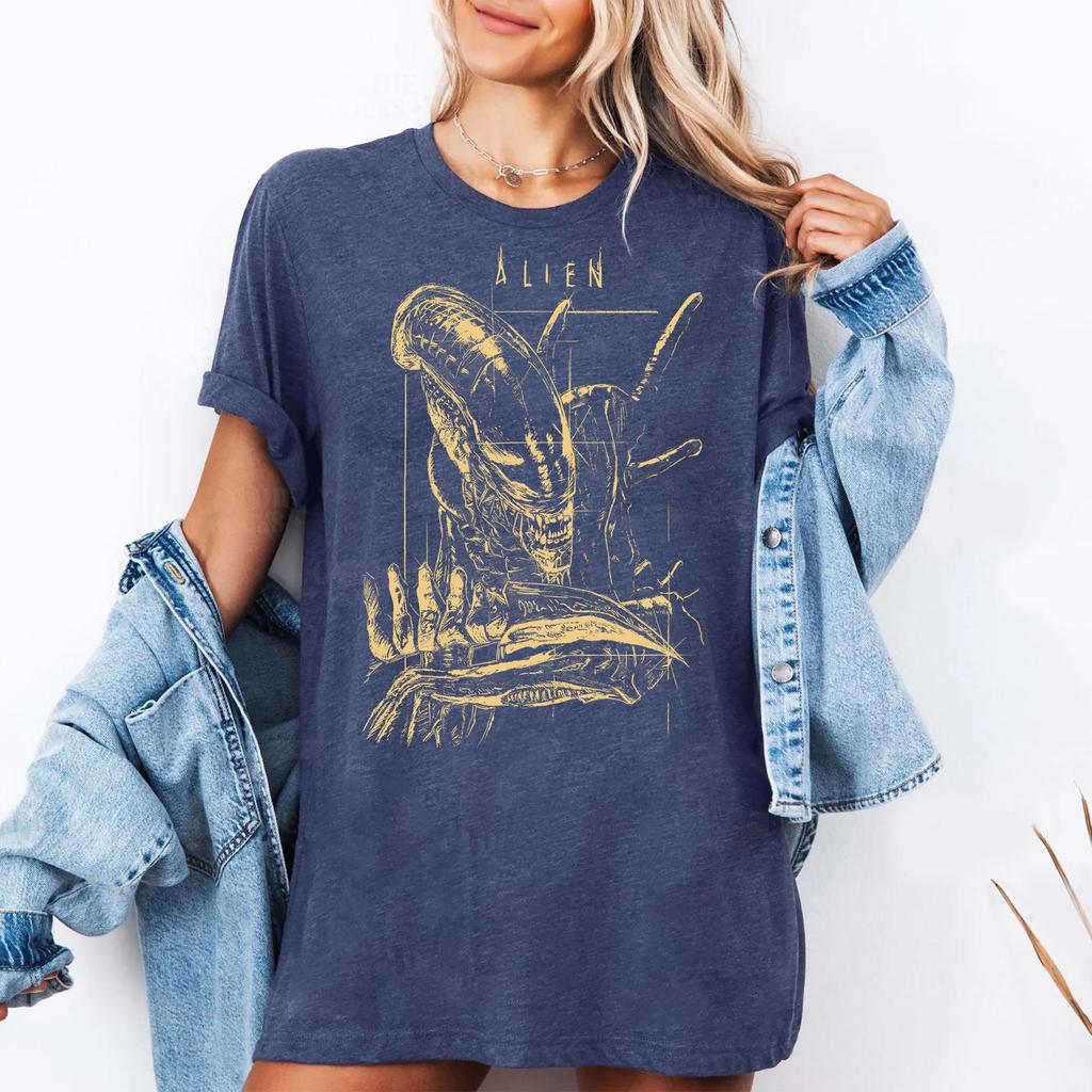 Alien Xenomorph SciFi Horror Shirt Alien Movie Fan Merch Clothing Short Sleeve Shirt Unisex Unisex Women AllSeason Clothing