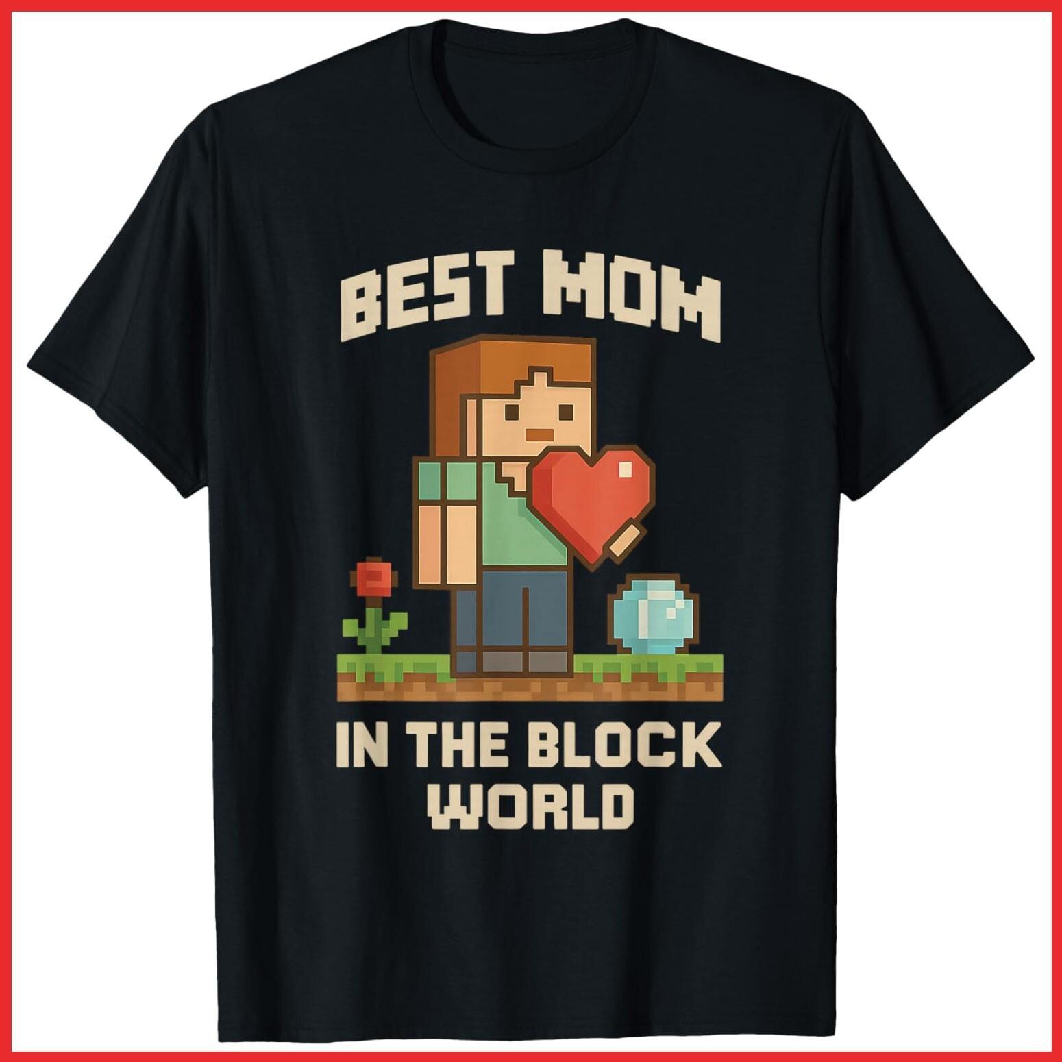 Mother Pixel Mom Mother s Day Black Cotton T-Shirt S-5XL XXXL