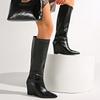Fashion Pointed Toe Wedge Heel Knee High Boots for Women Autumn Winter Slip On Black Long Boots Woman Fashion High Tube Pu Leather Botas