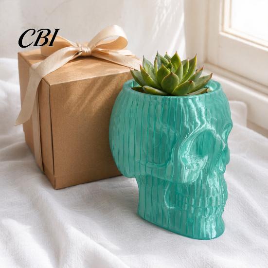Vase Mural Gothique Cache-pot Crâne, Tête Squelette Suspendue Effrayante Support pour Lierre Pot de Fleurs pour Halloween Salon Chambre Décoration de Maison Pièce Maîtresse