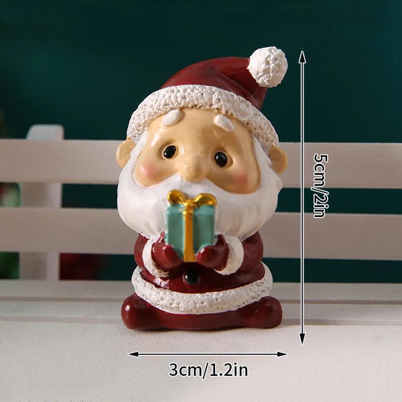 Christmas Micro Landscape Decoration Resin Santa Claus Reindeer Figurines Ornaments Car Home Decor 2026 Xmas Gifts for Kids
