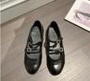 2025 Spring New Round Head Retro French Flat Bottom Shallow Mouth Mary Jane Women's Single Shoes Leather Fresh Low Heel