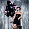 1/2/5pcs 22in Coquette Black Heart Pink Bow Balloons Y2K Aesthetic Foil Balloon Kpop Style Girls Goth Birthday Party Decorations