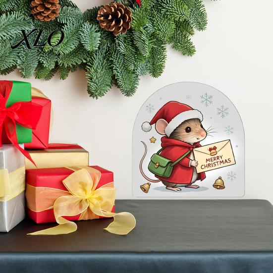 Easy Peel And Stick Wall Graphics Christmas Mouse Sticker, PVC Waterproof Hole Decal, Decals Art Decor for Home Holiday Party Versatile Window