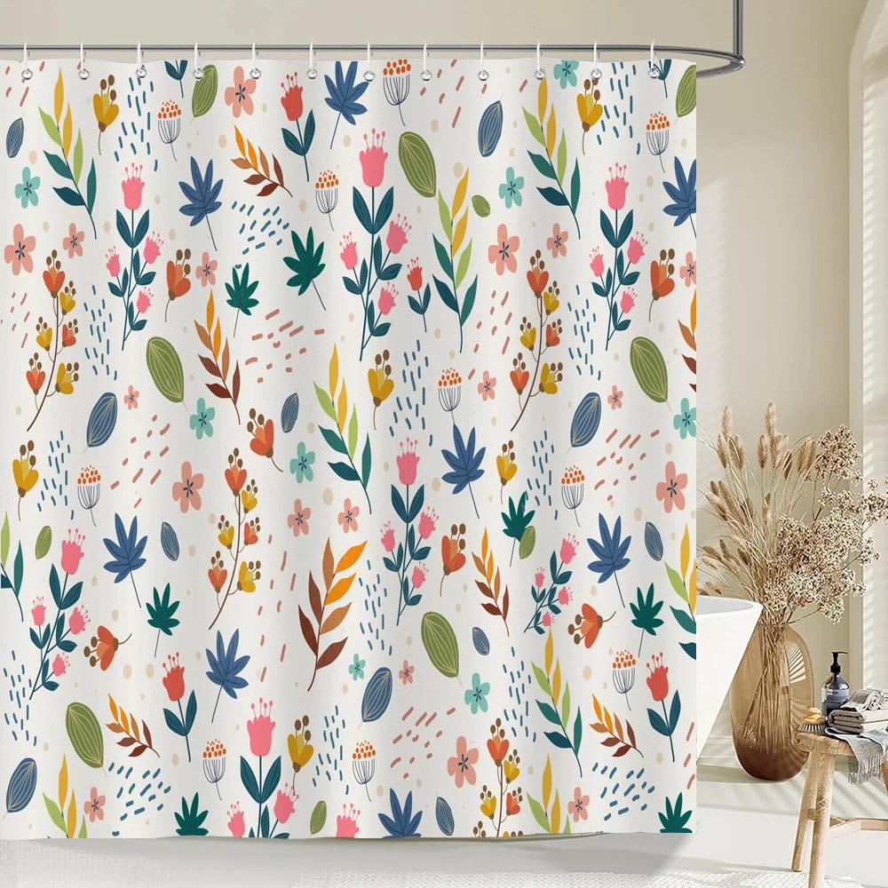 3D Shower Curtains Flowers Bathroom Curtain With Hooks Waterproof Print 180X240Cm Polyester Cloth Bathroom Decoration Screen
