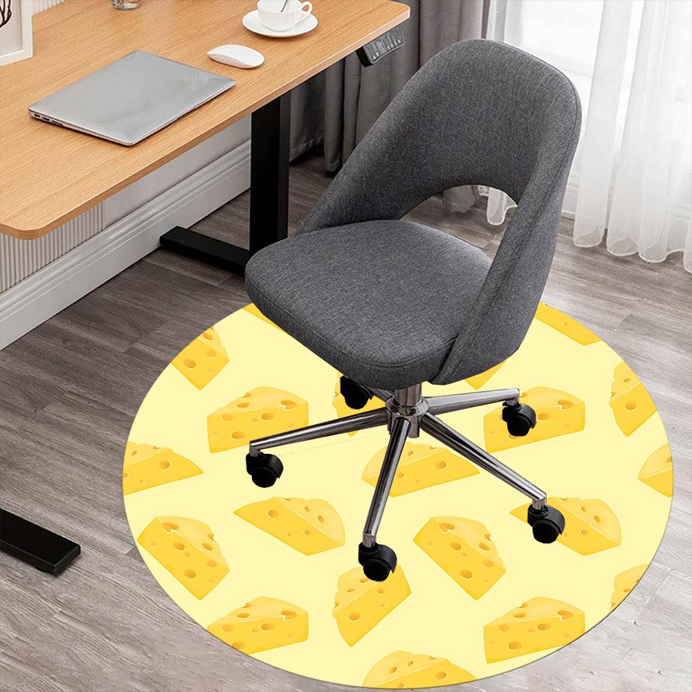 

1pc cheese pattern Round Chair mat Area Rug - Non-Slip, Floor Mat for Office, Bedroom, and Indoor Decor c1125728 80cm by 80cm