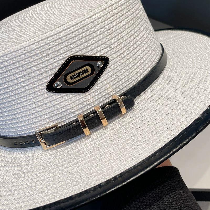 Chapéu de palha de alta qualidade estilo britânico unissex - ajustável, decoração de cinto, qualidade premium, design francês clássico, perfeito para homens e mulheres