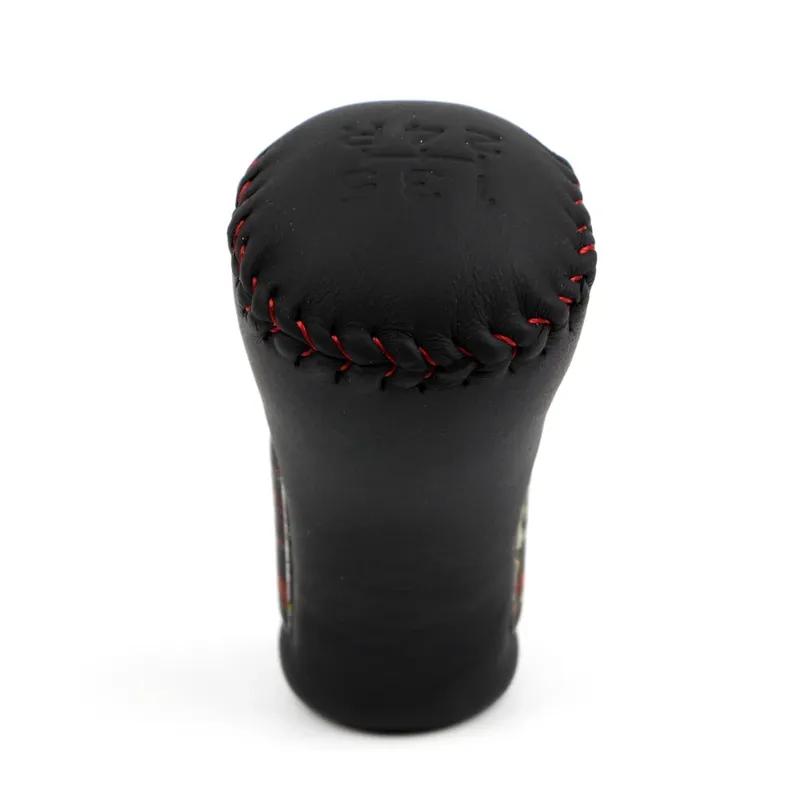 Car Interior Gear Shift Knob for Toyota Manual Handle Lever Stick Shifter Leather with Black / Red Stitch