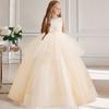 Formal Tulle Bridesmaid Girls Dresses for Children Costume Elegant Party Princess Girl Dress Vestido White Wedding Birthday Gown
