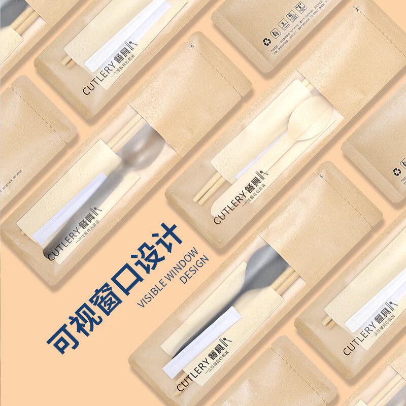 ZISIZ Disposable American Style Bamboo Spoon and Chopsticks Set