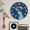 Kids Dinosaur Wall Clock Cute Cartoon Rainbow Design Easy To Read Round Quartz Clock for Boys Bedroom Nursery Classroom Decor
