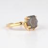 Labradorite & White Topaz Ring 925 Sterling Silver Yellow Gold Plated Hexagon Gemstone Ring for Women