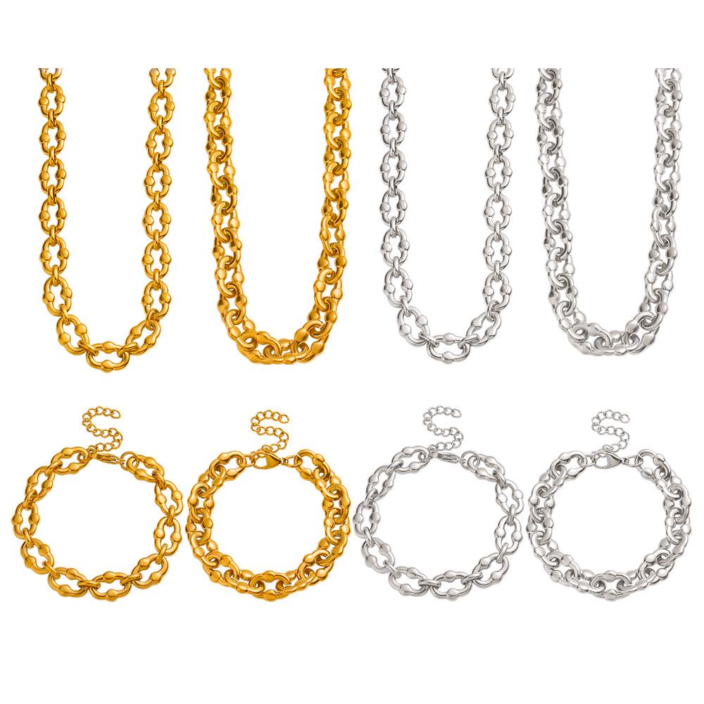Geometric Hollow Oval Necklace Chain - Unisex Light Luxury Jewelry Design