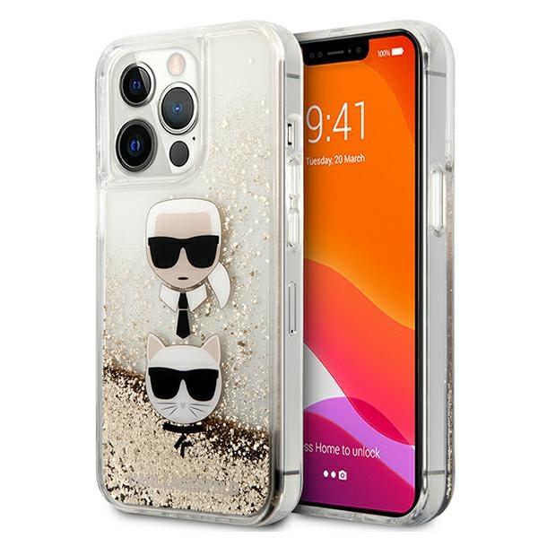 Karl Lagerfeld Klhcp13Xkicgld Iphone 13Pro Max 6,7 Złoty/Gold Hardcase Liquid Glitter Karl&Choupette Head