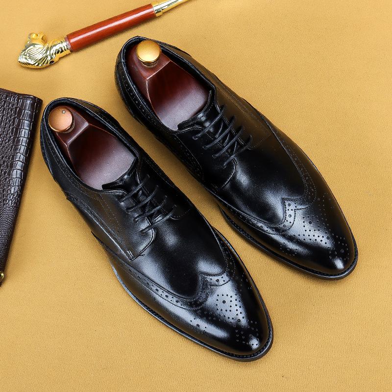 Fashion New Men Dress Handmade Shoes Genuine Leather Male Oxford Italian Classic Vintage Lace-up Men's Brogue Shoes Oxford