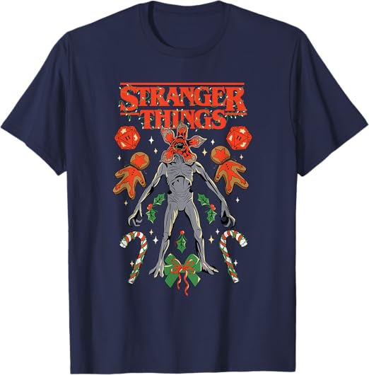 Stranger Things Christmas Demogorgon Dice, Canes & Cookies T-Shirt 100